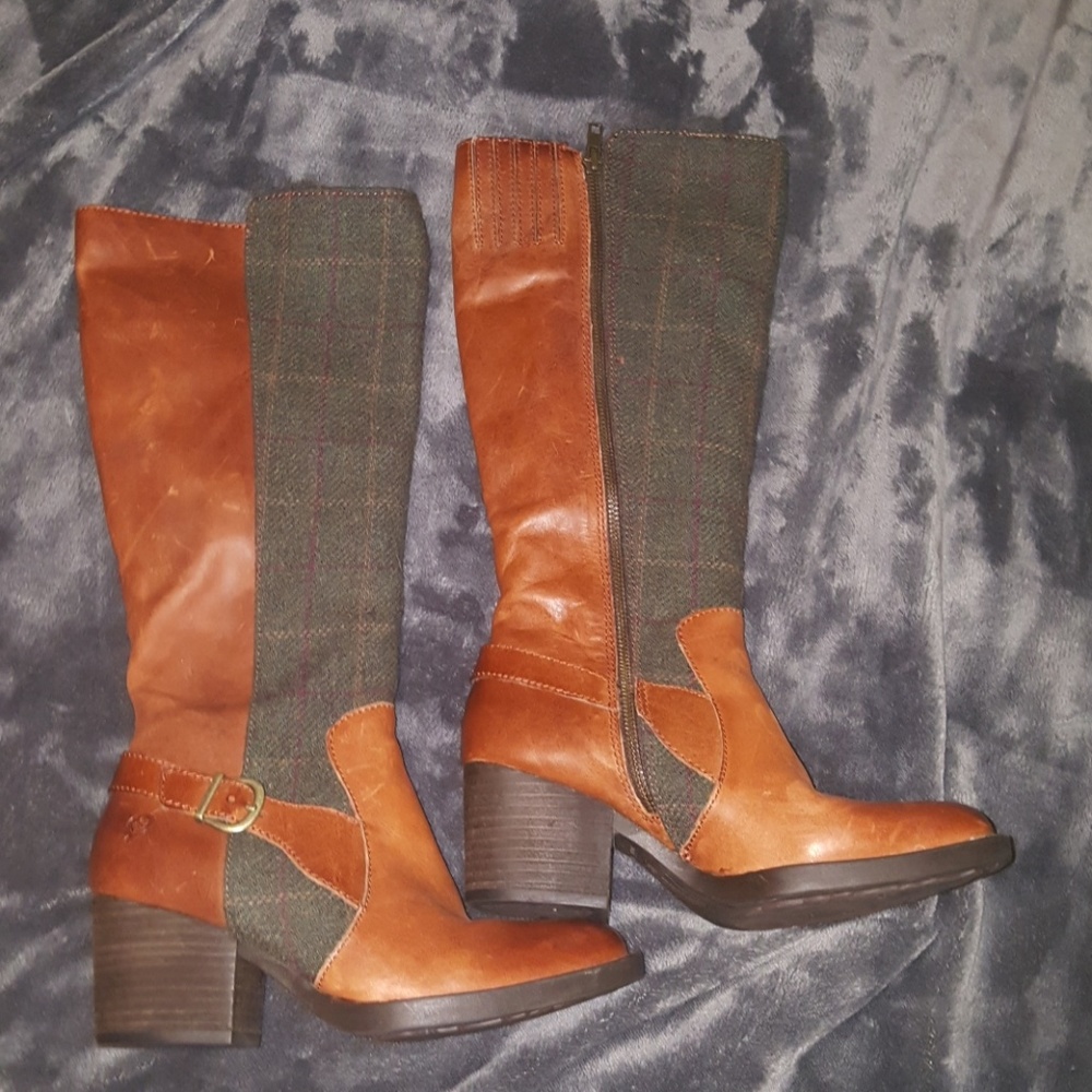 Born leather and plaid boots worn once.
